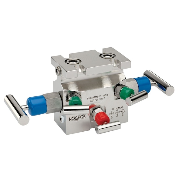 5 Valve Manifold, Soft Seat, Flange x 1/2 NPT Female, 316 SS, Flare Pattern, 0.187" Orifice